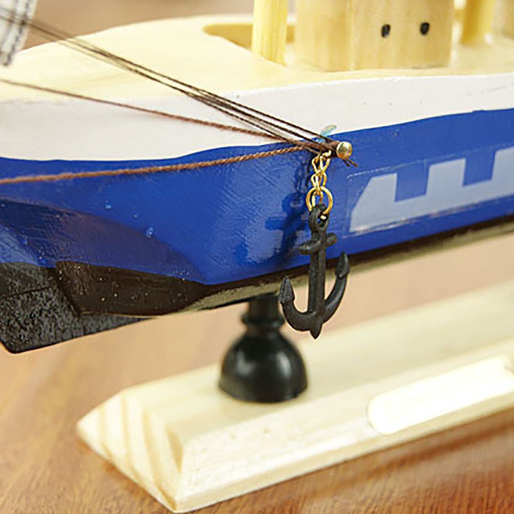 24CM Wooden Sailboat Model Nautical Decoration Theme Gift Home Office