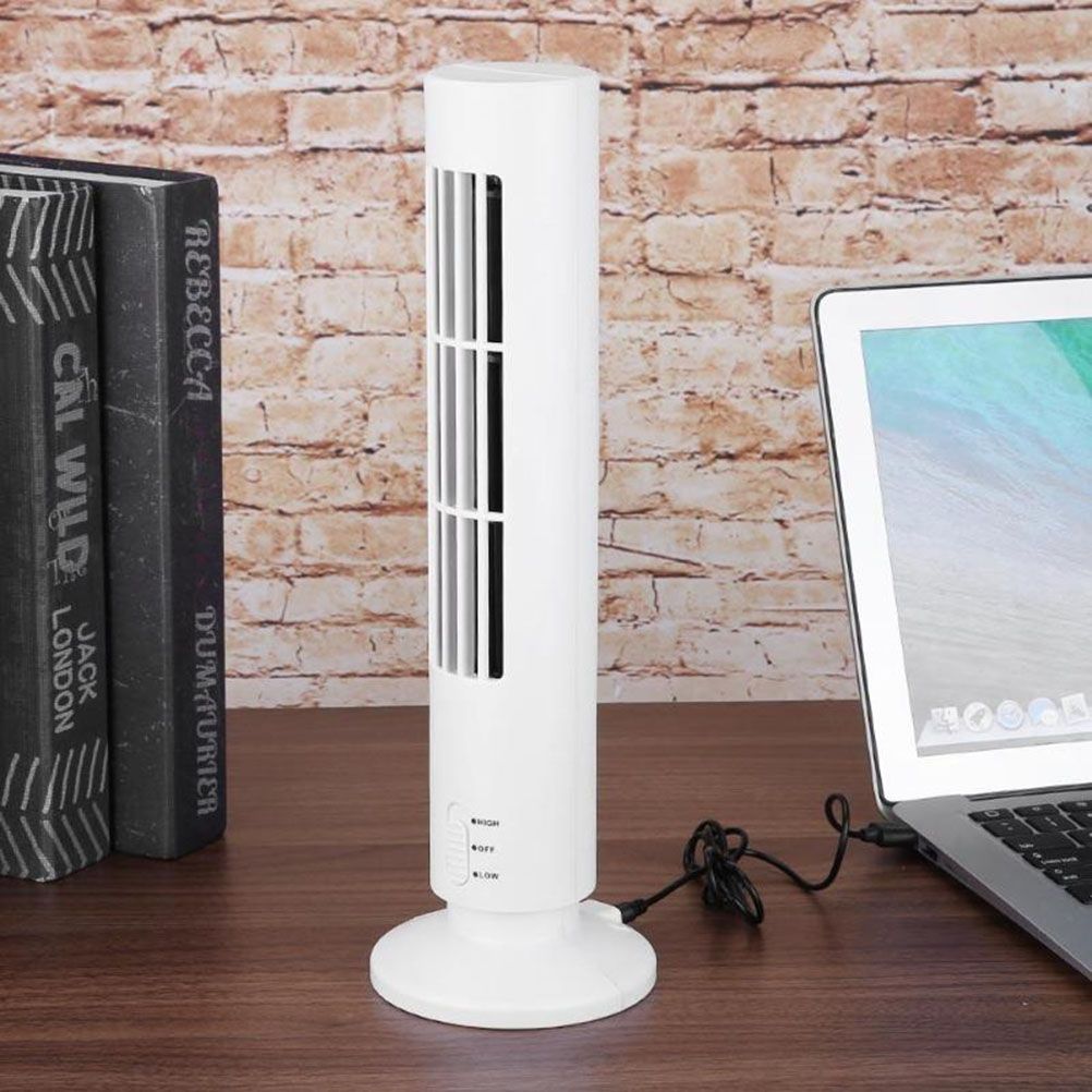 Portable Air Cooler Vertical Bladeless Fan USB Desktop Air Conditioner Fan Mini Cooling Tower Fan for Home Office