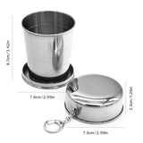 240ml Portable Retractable Water Cup Stainless Steel Wine Folding Cup Mini Glass Telescopic Folded Mug - Front View