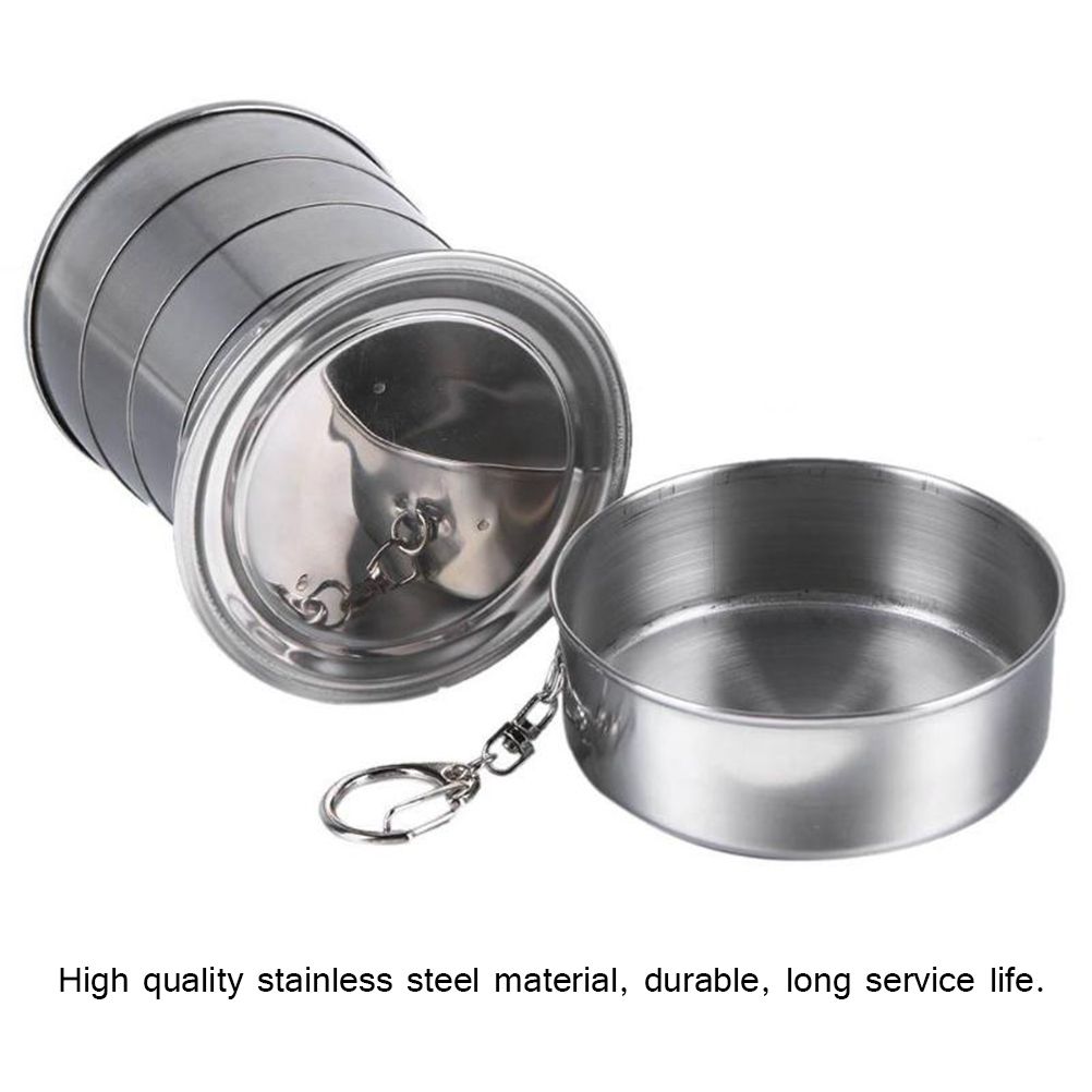 240ml Portable Retractable Water Cup Stainless Steel Wine Folding Cup Mini Glass Telescopic Folded Mug