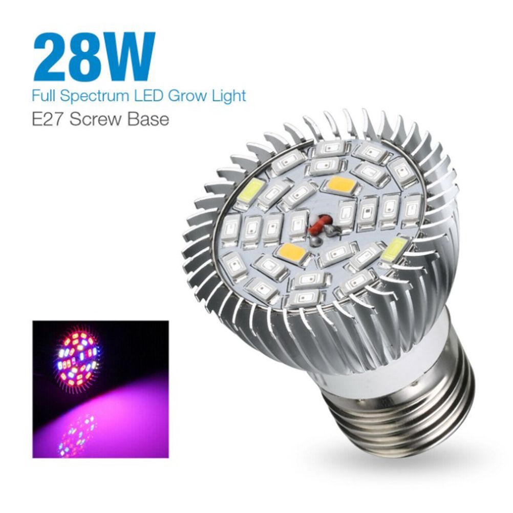 LED Plant Grow Light Bulb E27 Base Grow Light Bulbs Indoor 28W Plants Growing Light Bulb Lamp for Vegetables Greenhouse and Hydroponic