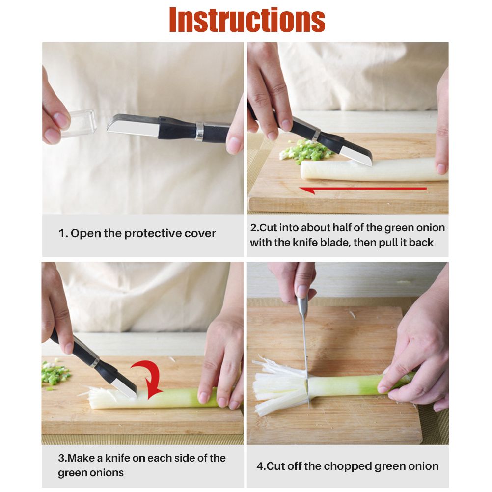 Manual Food Chopper Stainless Steel Scallion Cutter Durable Convenient Kitchen Gadget Tool