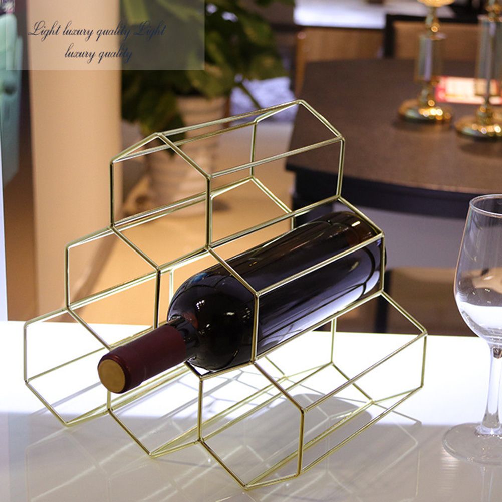 Tabletop Wine Rack 6 Bottle Wine Holder Modern Metal Wine Rack Desktop Wine Bottle Holder