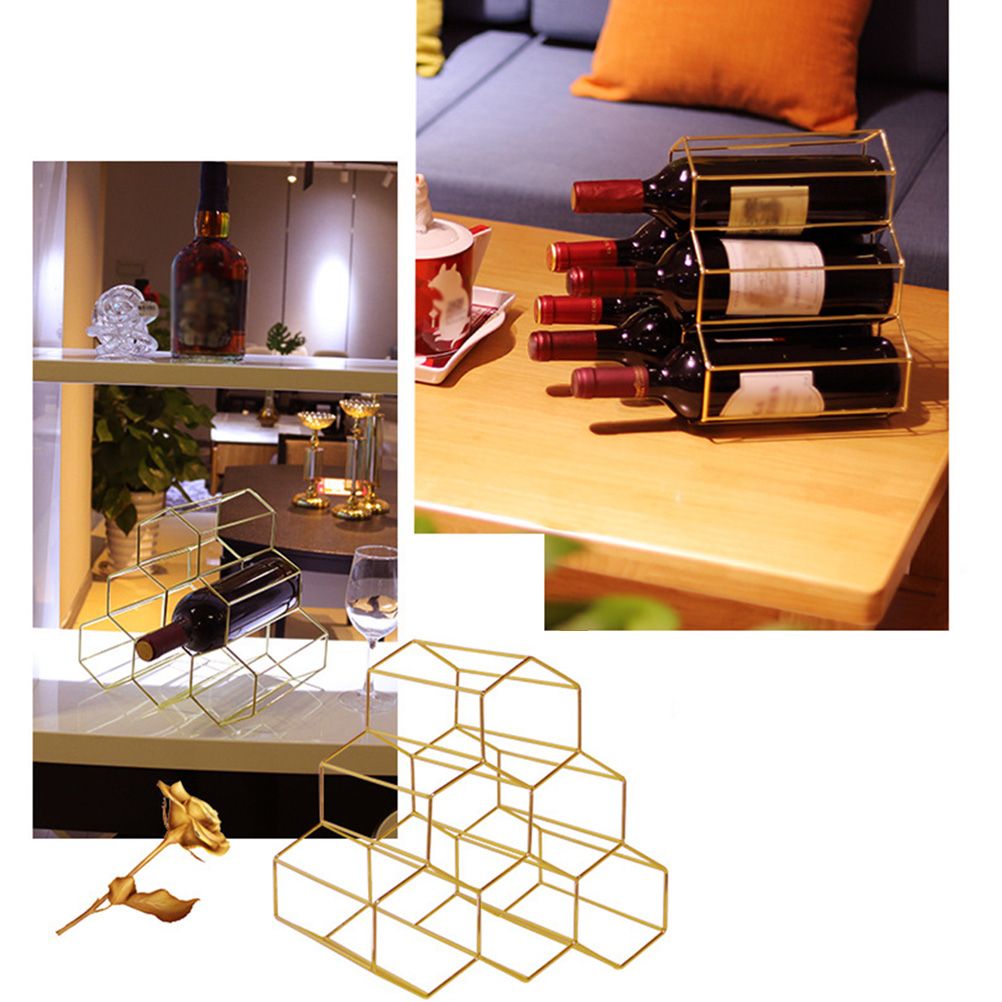 Tabletop Wine Rack 6 Bottle Wine Holder Modern Metal Wine Rack Desktop Wine Bottle Holder