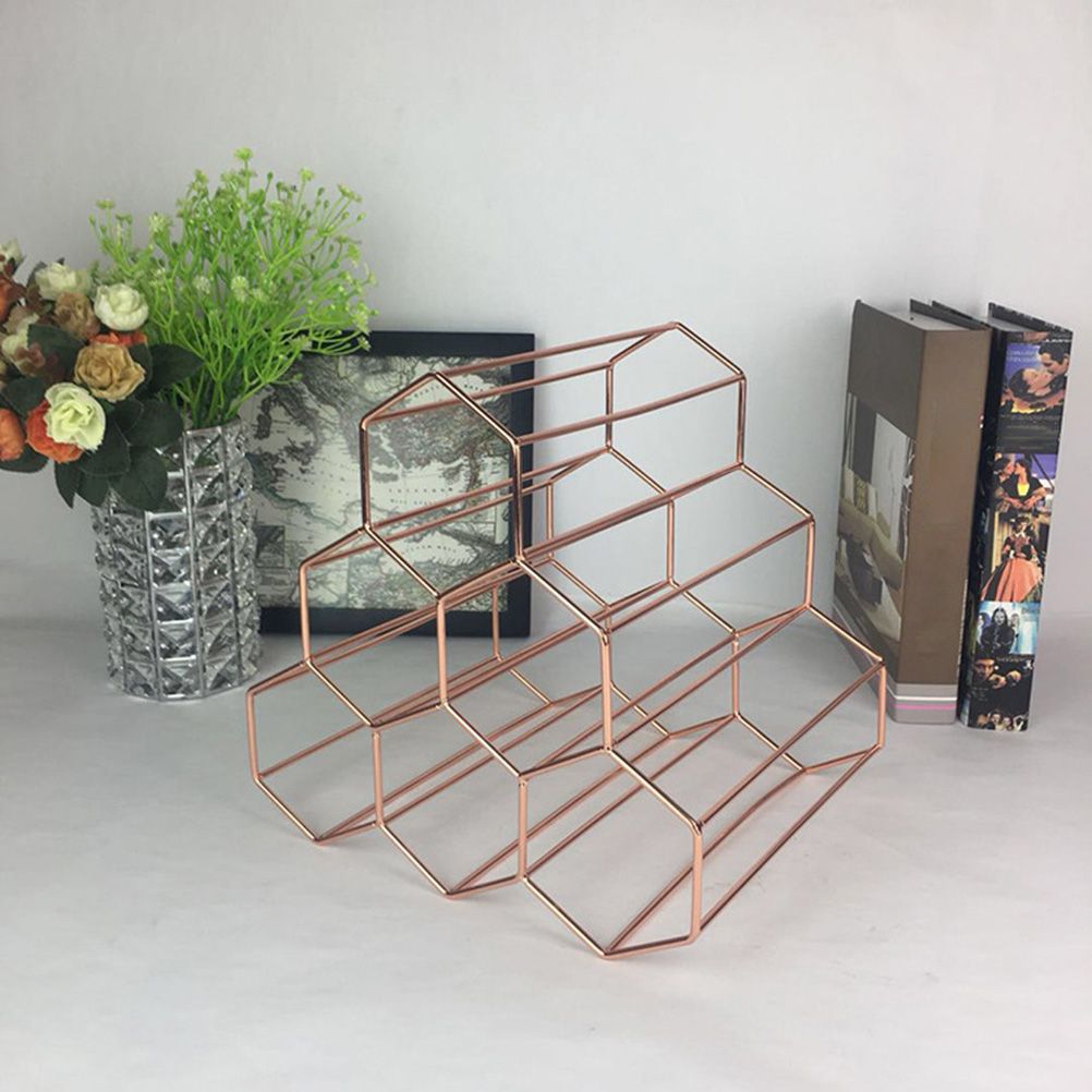 Tabletop Wine Rack 6 Bottle Wine Holder Modern Metal Wine Rack Desktop Wine Bottle Holder