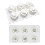 6 Cavity Rose Mousse Cake Mold Holiday Party DIY Hand Soap Chocolate Baking Mold