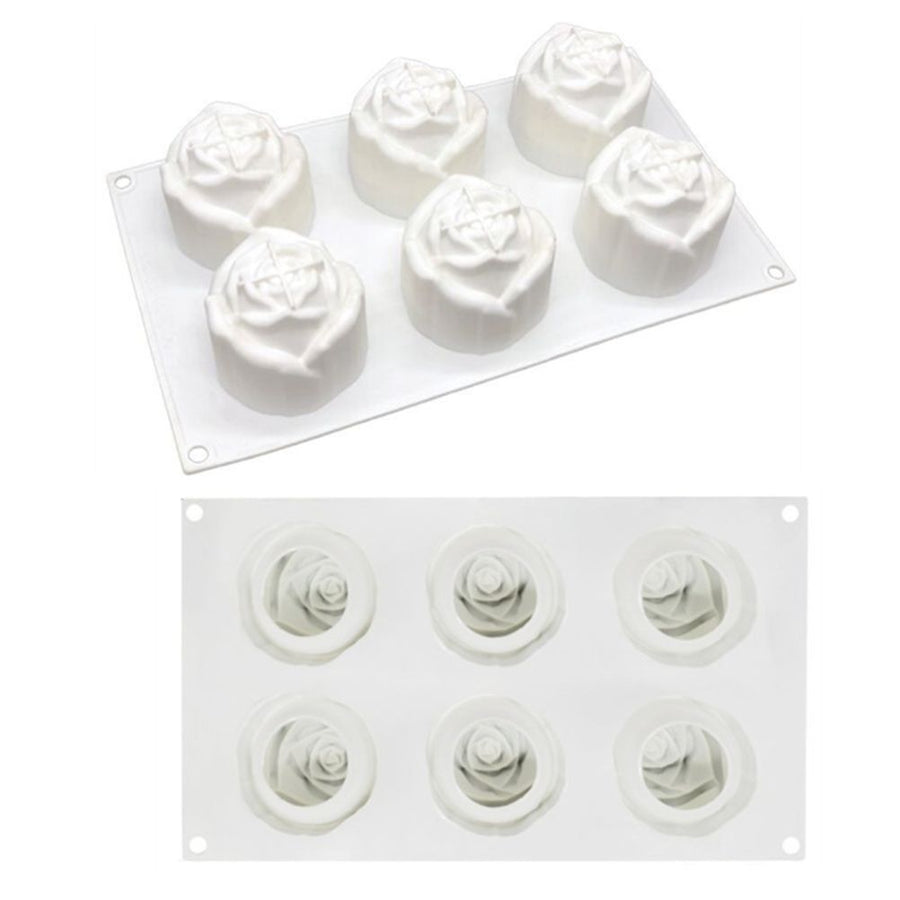 6 Cavity Rose Mousse Cake Mold Holiday Party DIY Hand Soap Chocolate Baking Mold