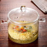 Glass Pasta Noodles Bowls Heat Resistant Glass Cooking Pot with Lid Sauce Pan for Soup Pasta Baby Food - 45-Degree Angle