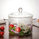 Glass Pasta Noodles Bowls Heat Resistant Glass Cooking Pot with Lid Sauce Pan for Soup Pasta Baby Food - Rear View