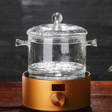Glass Pasta Noodles Bowls Heat Resistant Glass Cooking Pot with Lid Sauce Pan for Soup Pasta Baby Food - Close-Up Angle
