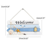 Wooden Mediterranean Ocean Nautical Welcome Sign with Star Fishes Shell for Home Bar Shop Door Decor