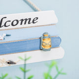 Wooden Mediterranean Ocean Nautical Welcome Sign with Star Fishes Shell for Home Bar Shop Door Decor - Rear View