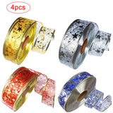 4 Rolls 2m Organza Ribbon Bling Star Printed Ribbons for Wedding Gift Package Christmas Decoration - Front View