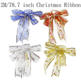 4 Rolls 2m Organza Ribbon Bling Star Printed Ribbons for Wedding Gift Package Christmas Decoration - Rear View