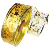 4 Rolls 2m Organza Ribbon Bling Star Printed Ribbons for Wedding Gift Package Christmas Decoration - Extra Image
