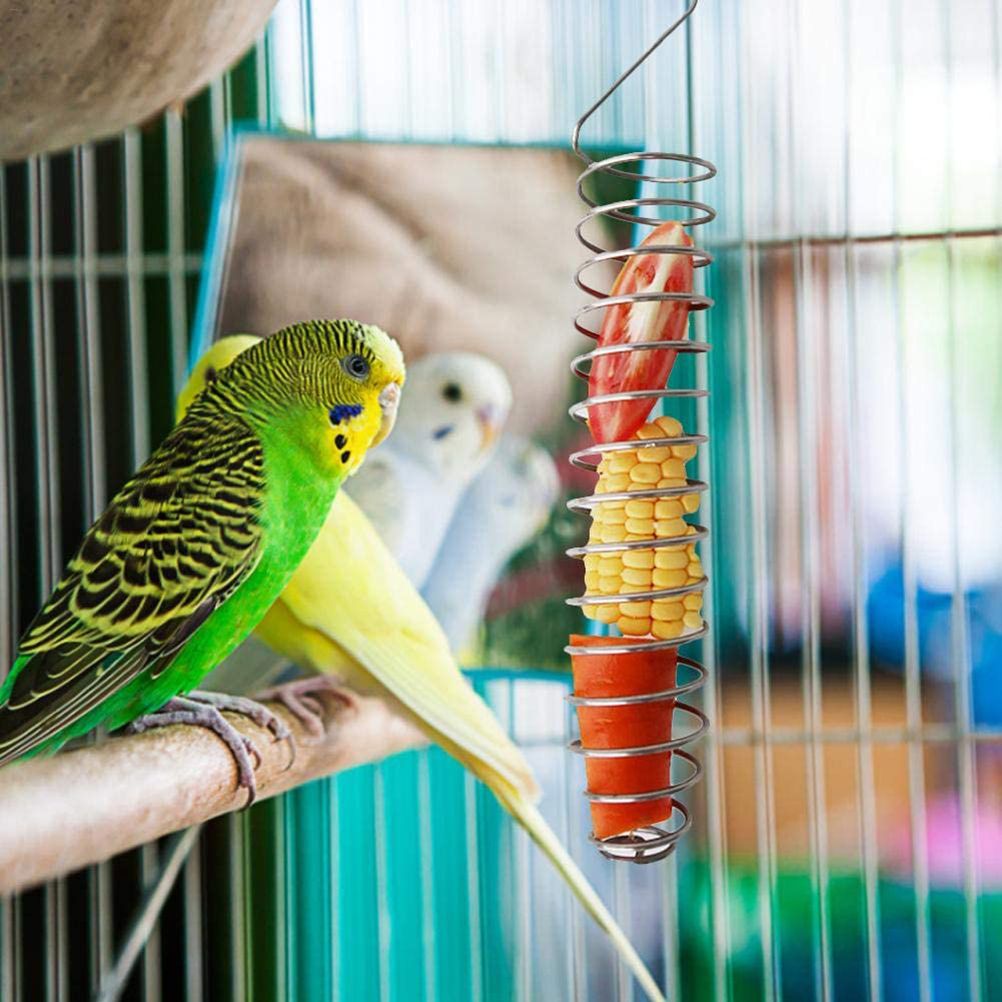 Stainless Steel Bird Fruit Vegetable Holder Bird Food Basket Skewers for Parrots Cockatiels Birds