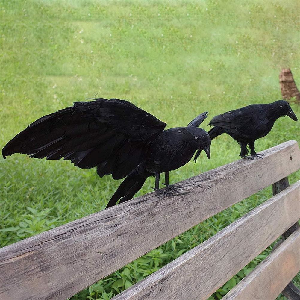 Black Crow Decoration Halloween Realistic Feathered Crows Haunted House Decor for Party Decoration Supplies