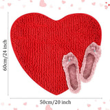 Red Heart Shape Rug Valentine Decorative Mat Durable Area Rug Pad Home Doormats for Bathroom Door Bedroom - Front View