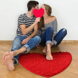 Red Heart Shape Rug Valentine Decorative Mat Durable Area Rug Pad Home Doormats for Bathroom Door Bedroom - 45-Degree Angle