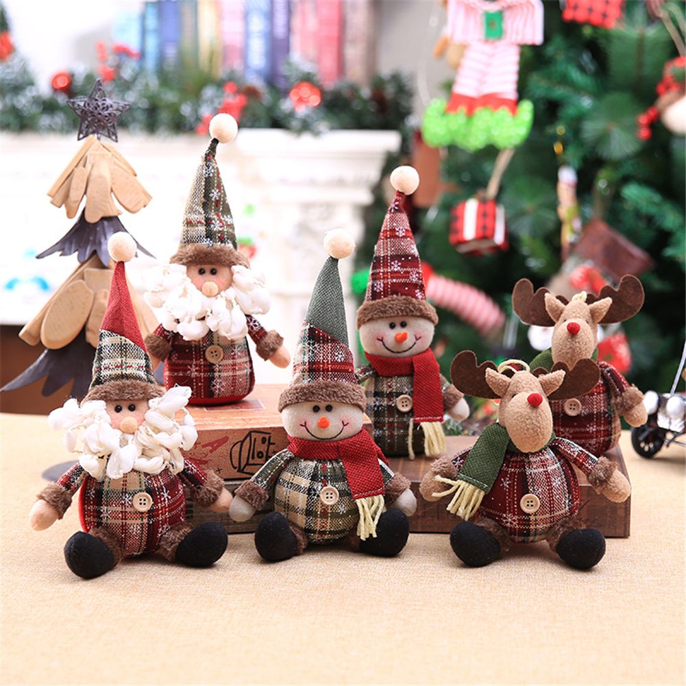 Fashion Cute Santa Snowman Deer Shaped Doll Christmas Doll Christmas Tree Hanging Ornament