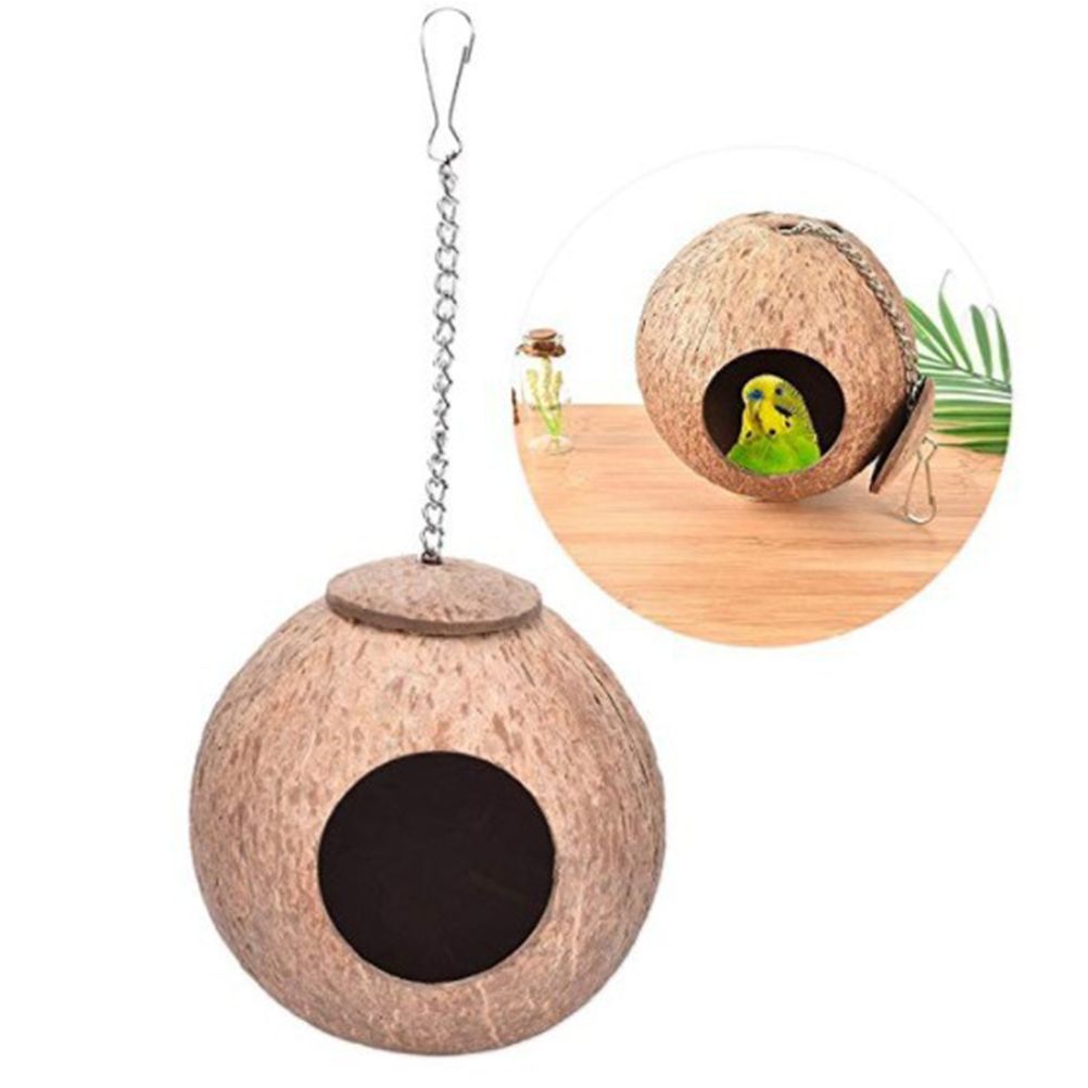 1PC Natural Coconut Shell Bird Nest Pet Bird Feeder Toy with 6cm Hole