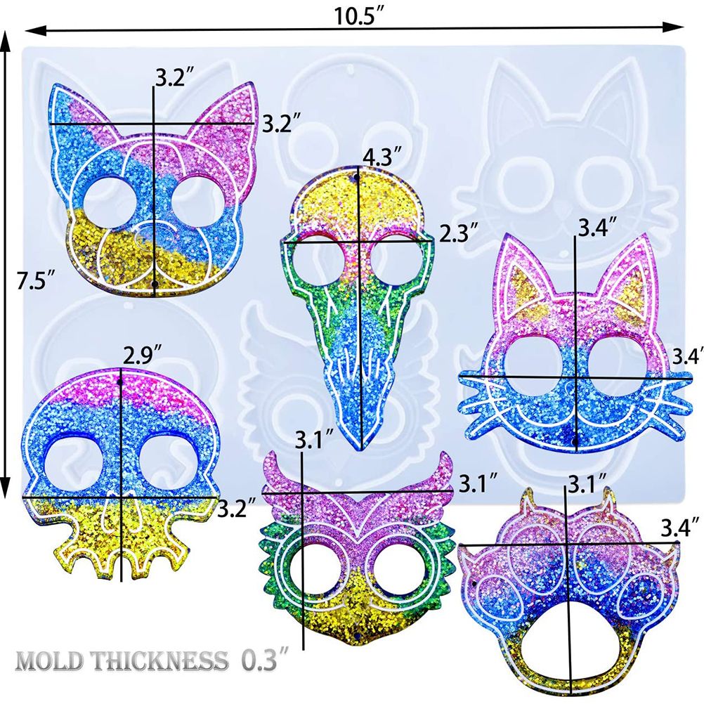 DIY Knuckles Keychain Resin Mold Head Bone Cat Paw Print Raven Owl Dog Silicone Epoxy Casting Mold for DIY Art Craft