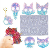 DIY Knuckles Keychain Resin Mold Head Bone Cat Paw Print Raven Owl Dog Silicone Epoxy Casting Mold for DIY Art Craft