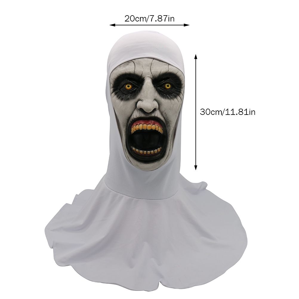 Halloween Nun Horror Mask Cosplay Scary Latex Masks With Headscarf Full Face Helmet Halloween Party Props