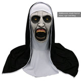 Halloween Nun Horror Mask Cosplay Scary Latex Masks With Headscarf Full Face Helmet Halloween Party Props - 45-Degree Angle