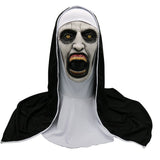 Halloween Nun Horror Mask Cosplay Scary Latex Masks With Headscarf Full Face Helmet Halloween Party Props - Rear View