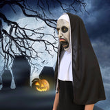 Halloween Nun Horror Mask Cosplay Scary Latex Masks With Headscarf Full Face Helmet Halloween Party Props