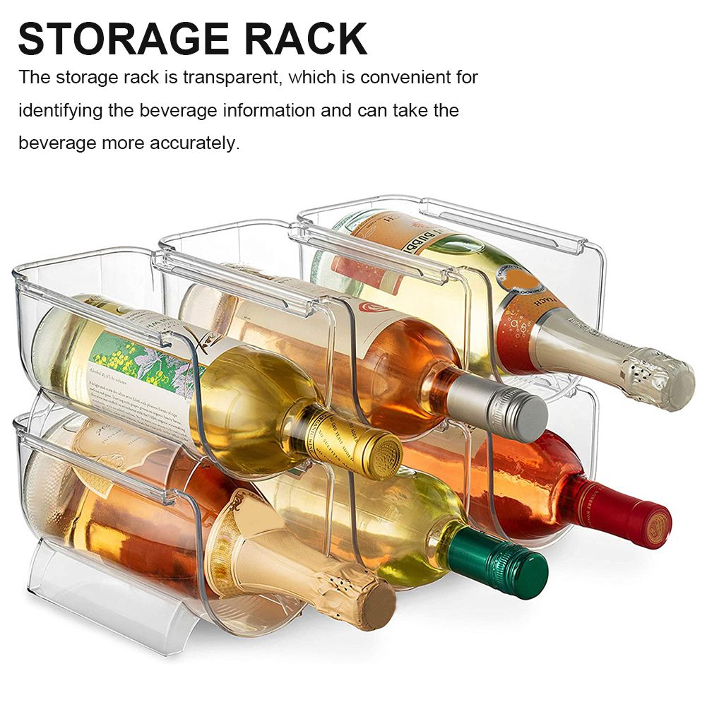 Clear Wine Bottle Organizers Stackable Plastic Wine Rack Holder for Kitchen Countertops Pantry Fridge