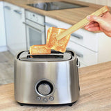 Magnetic Bamboo Toaster Tongs Kitchen Toast Tongs for Cooking Natural Bamboo Kitchen Utensils - Top-Down View
