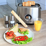 Magnetic Bamboo Toaster Tongs Kitchen Toast Tongs for Cooking Natural Bamboo Kitchen Utensils - Close-Up Angle
