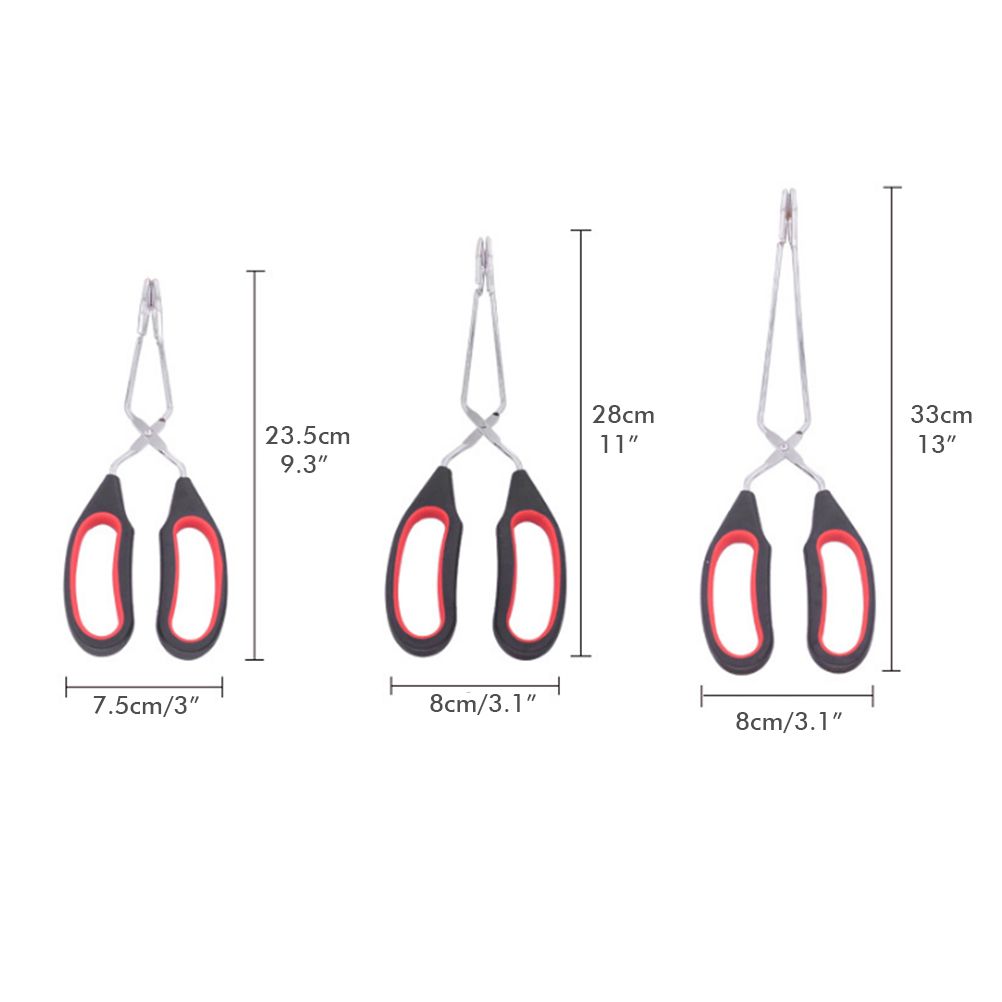 3PCS Scissor Tongs 12Inch/ 11Inch/ 9Inch Barbecue Scissor Tong Stainless Steel Tongs with Plastic Silicone Kitchen Baking Grilling Wire Tongs