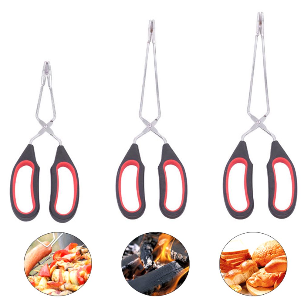 3PCS Scissor Tongs 12Inch/ 11Inch/ 9Inch Barbecue Scissor Tong Stainless Steel Tongs with Plastic Silicone Kitchen Baking Grilling Wire Tongs