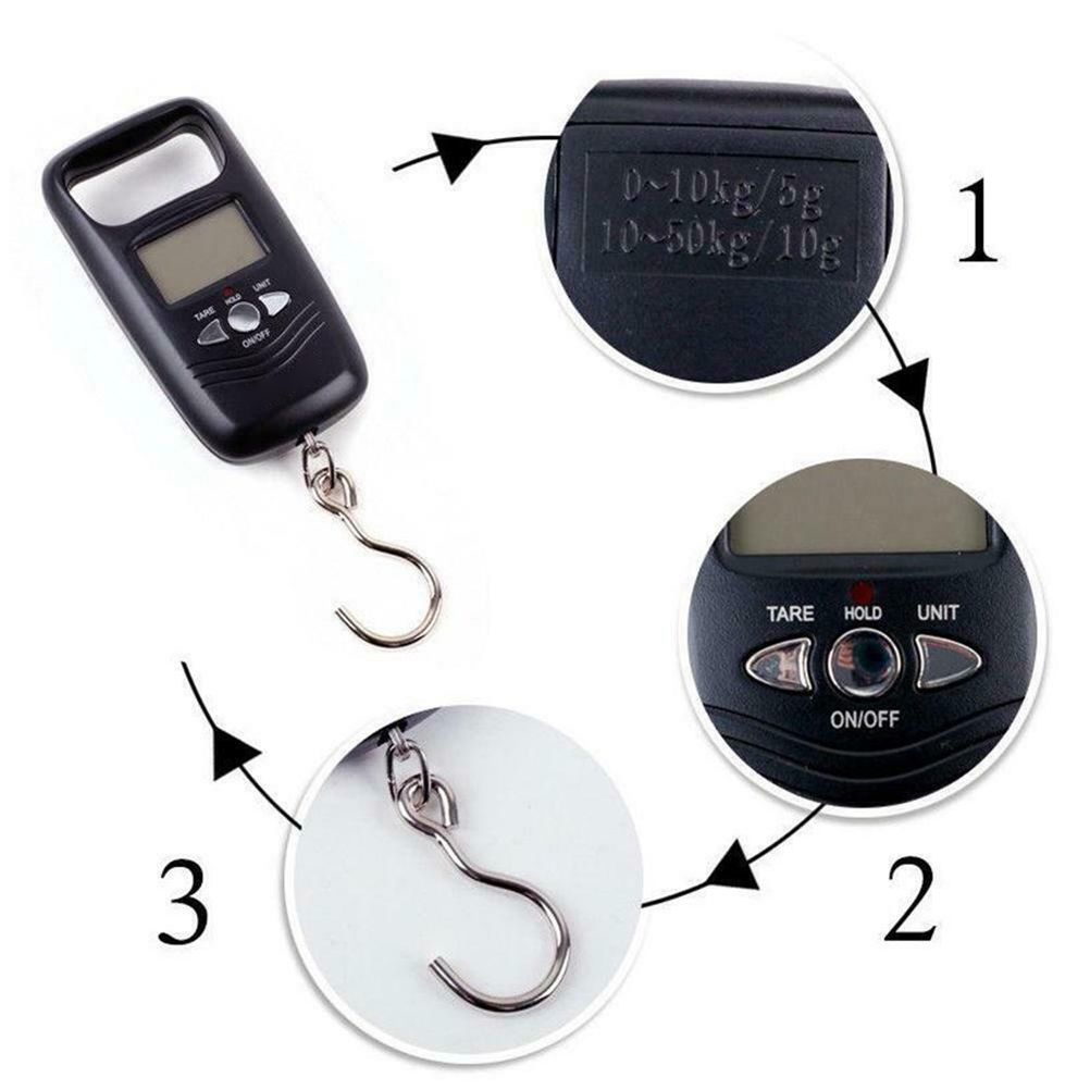 50kg Portable Fishing Digital Weight Scale Electronic Scale Pocket Hanging Hook Luggage Scale for Home Outdoor