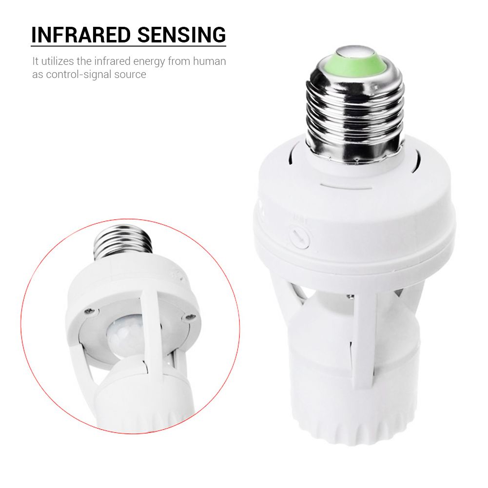 360° Detected Dimmable Infrared Human Body Sensor Lamp Socket Lamp Bulb Adapter