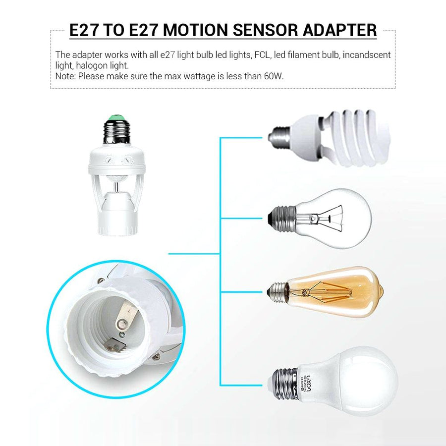 360° Detected Dimmable Infrared Human Body Sensor Lamp Socket Lamp Bulb Adapter