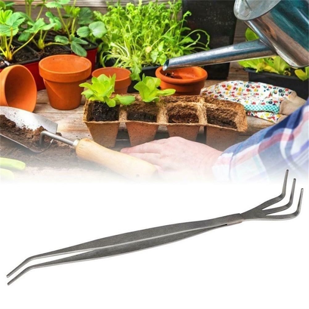 2 in 1 Bonsai Root Rake Stainless Steel Garden Tweezers Garden Tool