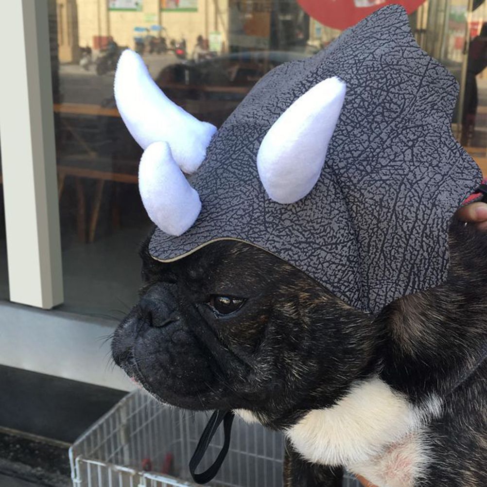 Pet Headwear Triceratops Pet Hat Funny Pet Clothes Dog Cat Dress Up Party Apparel Clothing Cosplay Cute Horn Headdress