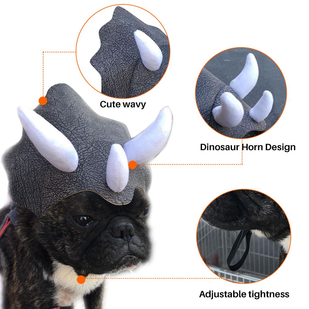 Pet Headwear Triceratops Pet Hat Funny Pet Clothes Dog Cat Dress Up Party Apparel Clothing Cosplay Cute Horn Headdress