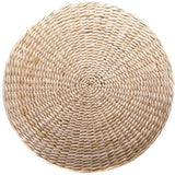 Chair Seat Mat Grass Cushion Pad Floor Mat Yoga Zen Handmade Round Straw Weave Pillow for Garden Dining Room Living Room Home Decor - Rear View