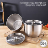 Stainless Steel Cake Mixing Basin with Lid Cream Basin Seasoning Bowl Baking Tools