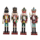 4Pcs 30cm Christmas Nutcracker Soldiers Wooden Soldier Nutcracker on Stand Home Decor Christmas Gift