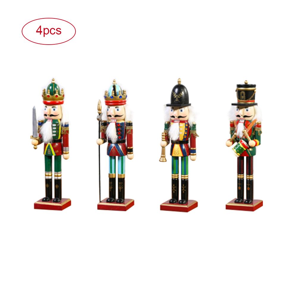 4Pcs 30cm Christmas Nutcracker Soldiers Wooden Soldier Nutcracker on Stand Home Decor Christmas Gift