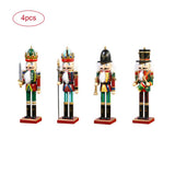 4Pcs 30cm Christmas Nutcracker Soldiers Wooden Soldier Nutcracker on Stand Home Decor Christmas Gift - Front View