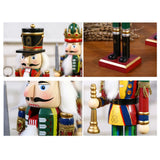 4Pcs 30cm Christmas Nutcracker Soldiers Wooden Soldier Nutcracker on Stand Home Decor Christmas Gift