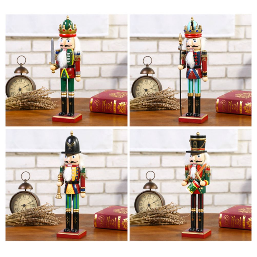 4Pcs 30cm Christmas Nutcracker Soldiers Wooden Soldier Nutcracker on Stand Home Decor Christmas Gift