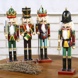4Pcs 30cm Christmas Nutcracker Soldiers Wooden Soldier Nutcracker on Stand Home Decor Christmas Gift - Close-Up Angle
